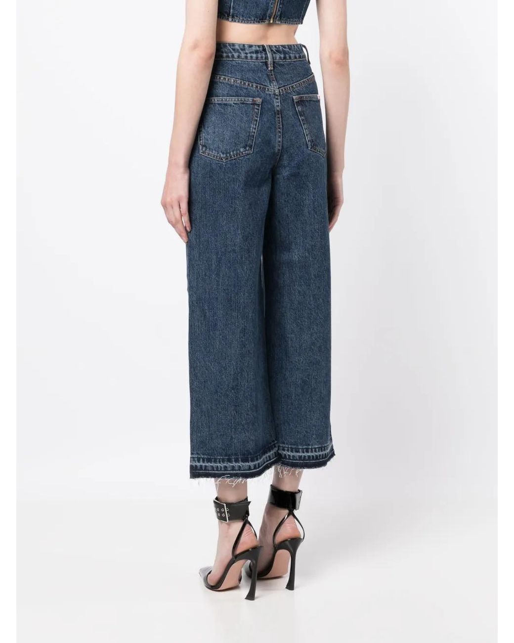 Self-Portrait Blue High-Waist Wide-Leg Jeans