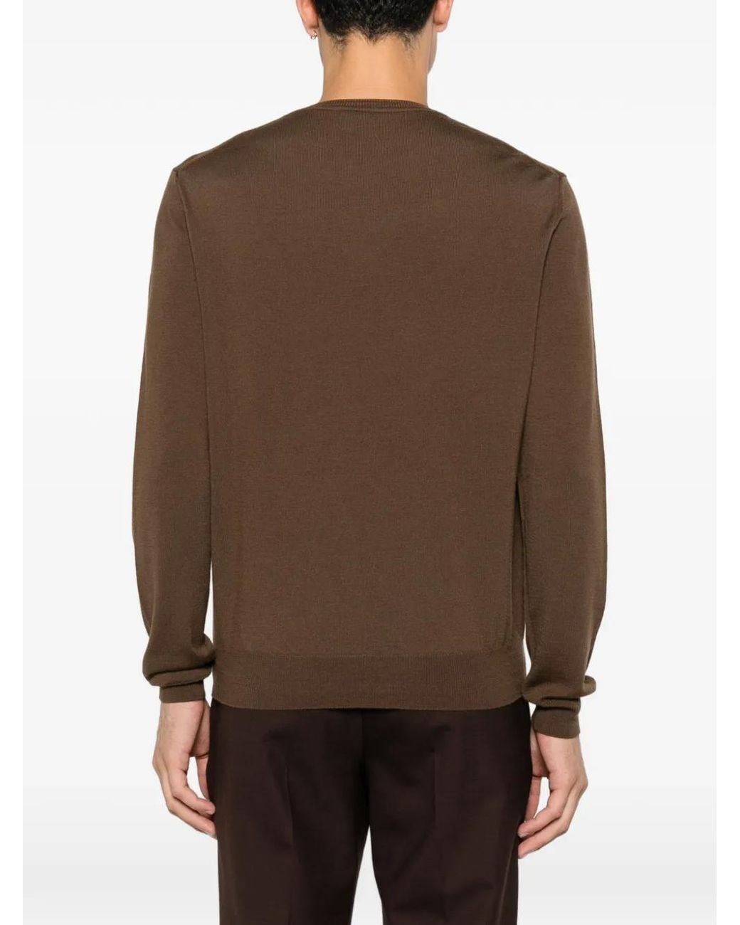 Corneliani Brown Crew-Neck Long-Sleeve Sweater for men