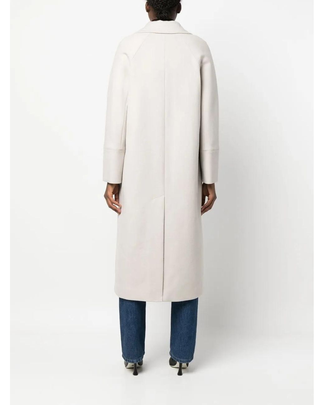 Moorer White Ravenna-Le Long Double-Breasted Coat