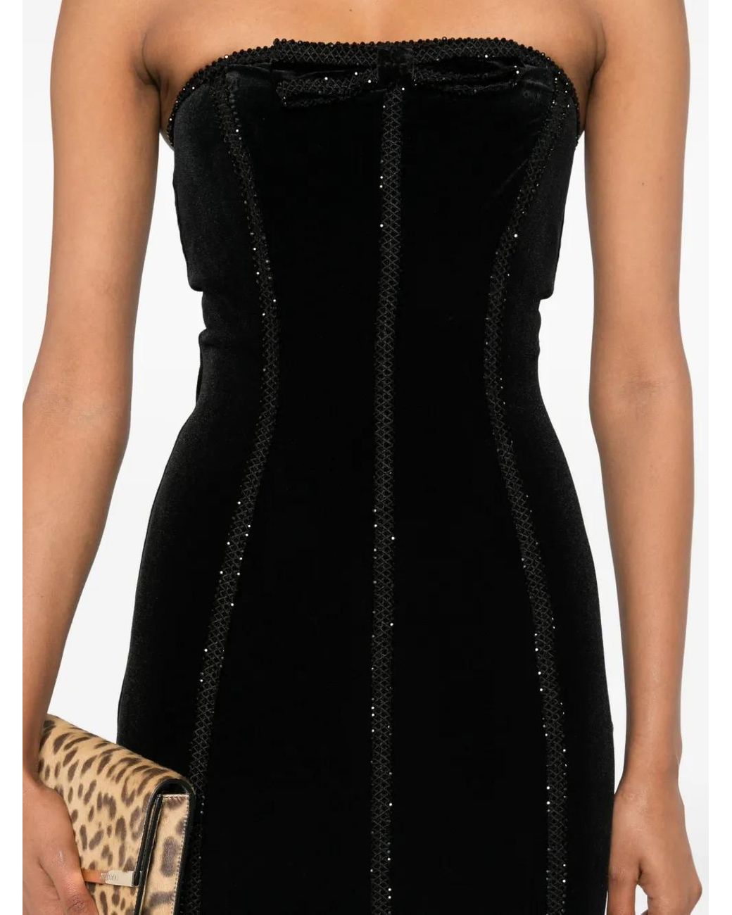 Nissa Black Embellished Velvet Maxi Dress