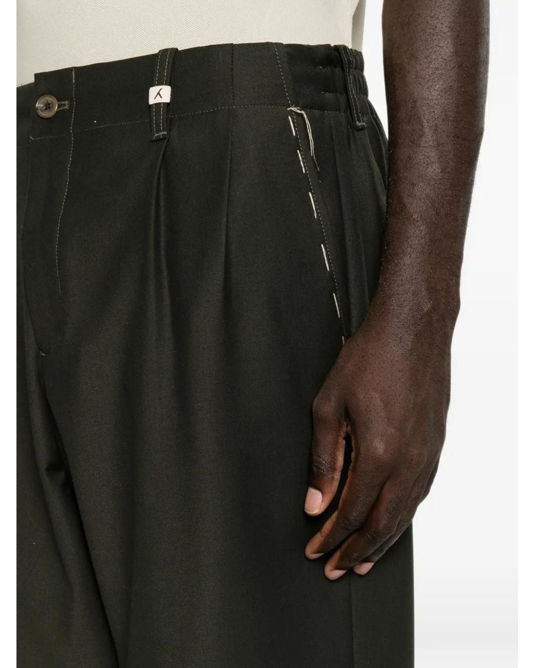 Myths Gray Pleated-Front Straight-Leg Trousers for men