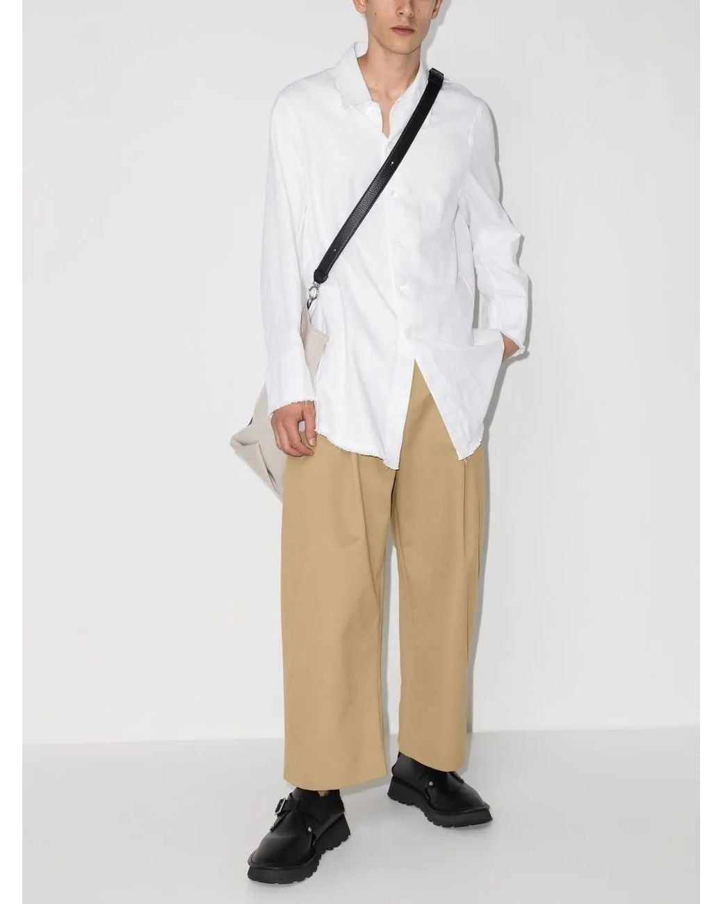 Studio Nicholson Natural Cropped Wide-Leg Trousers for men