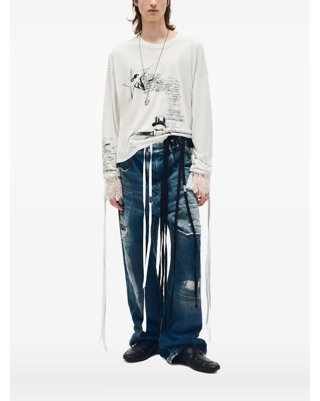 Ann Demeulemeester Sketchbook Boxy シャツ Ann Demeulemeester Sketchbook T-Shirt in Blue for Men | Lyst