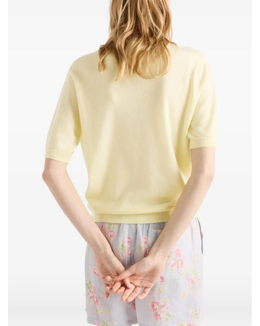 Prada Natural Short-Sleeved Cashmere T-Shirt