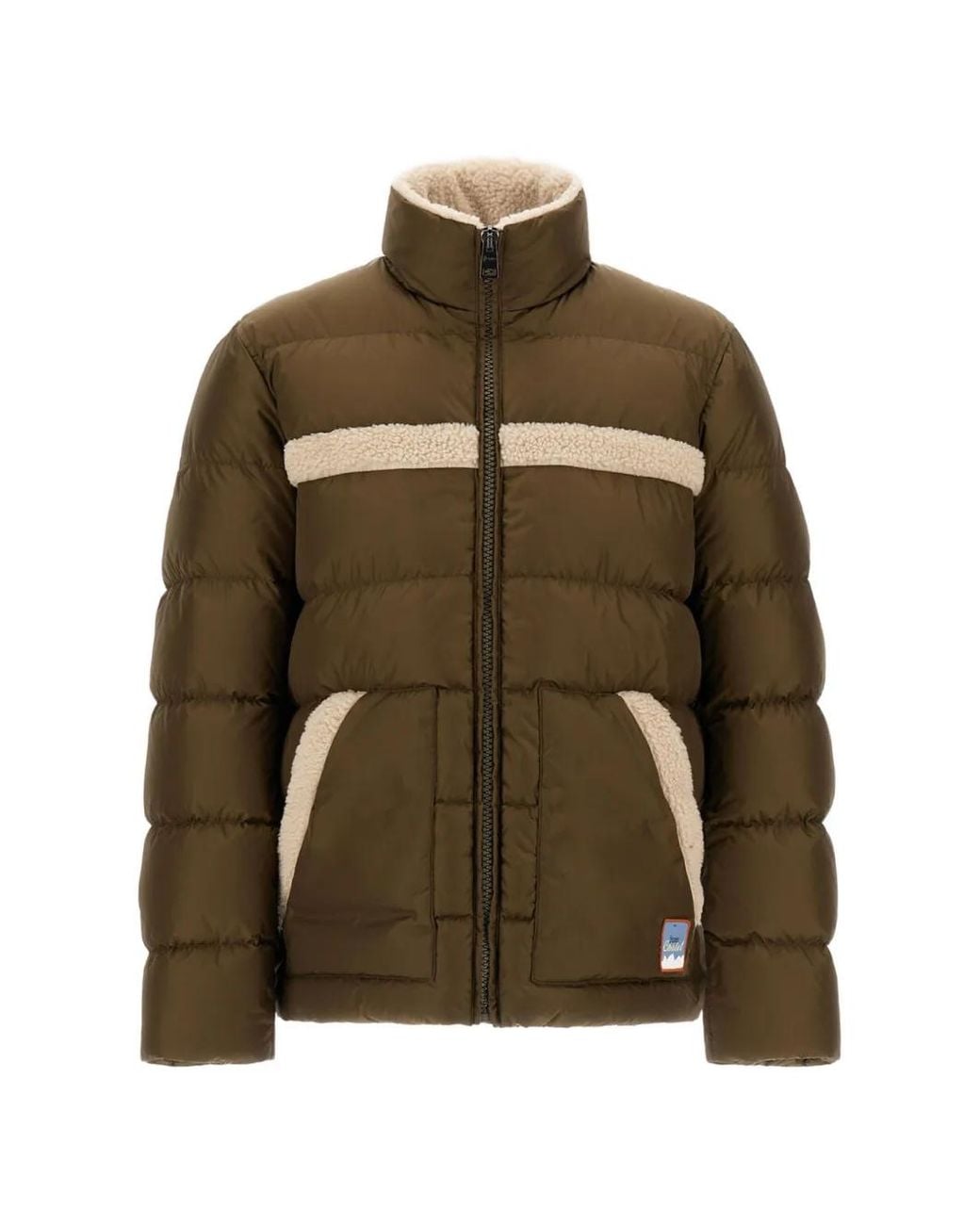 Herno Green Fleece-Trimmed Quilted Jacket for men