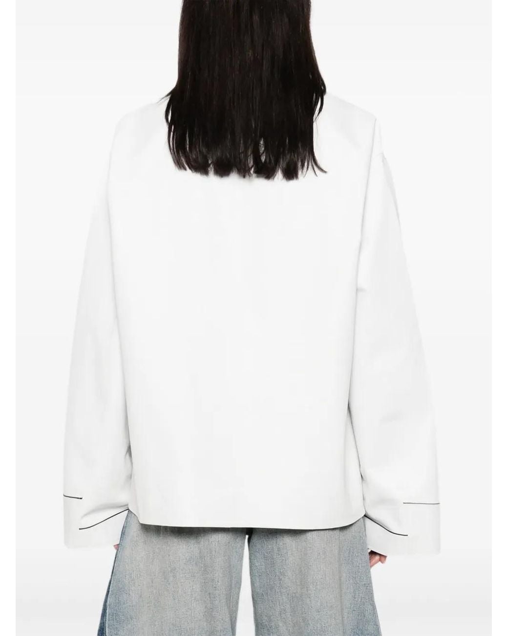 Prada White Piped-Trim Jacket