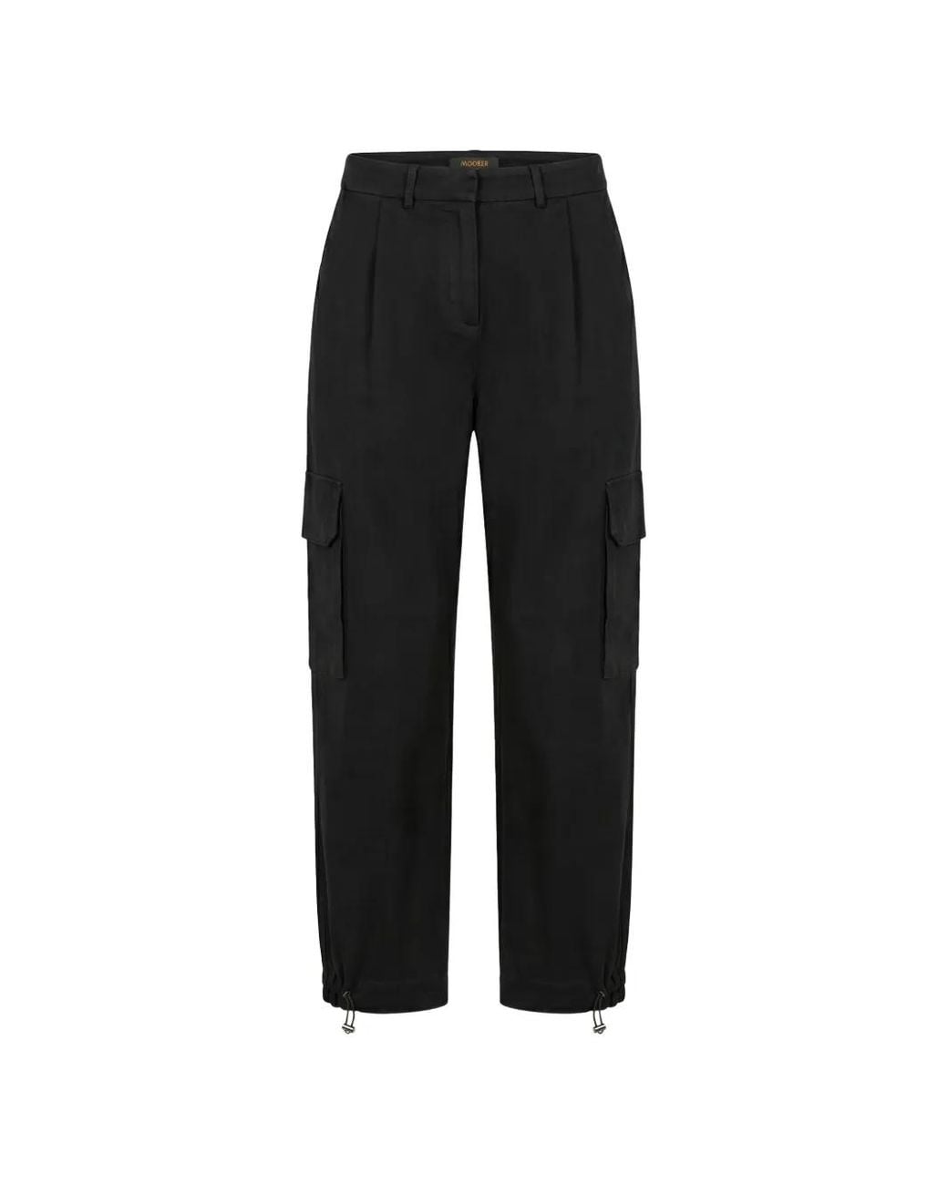 Moorer Black Wide-Leg Cargo Pants