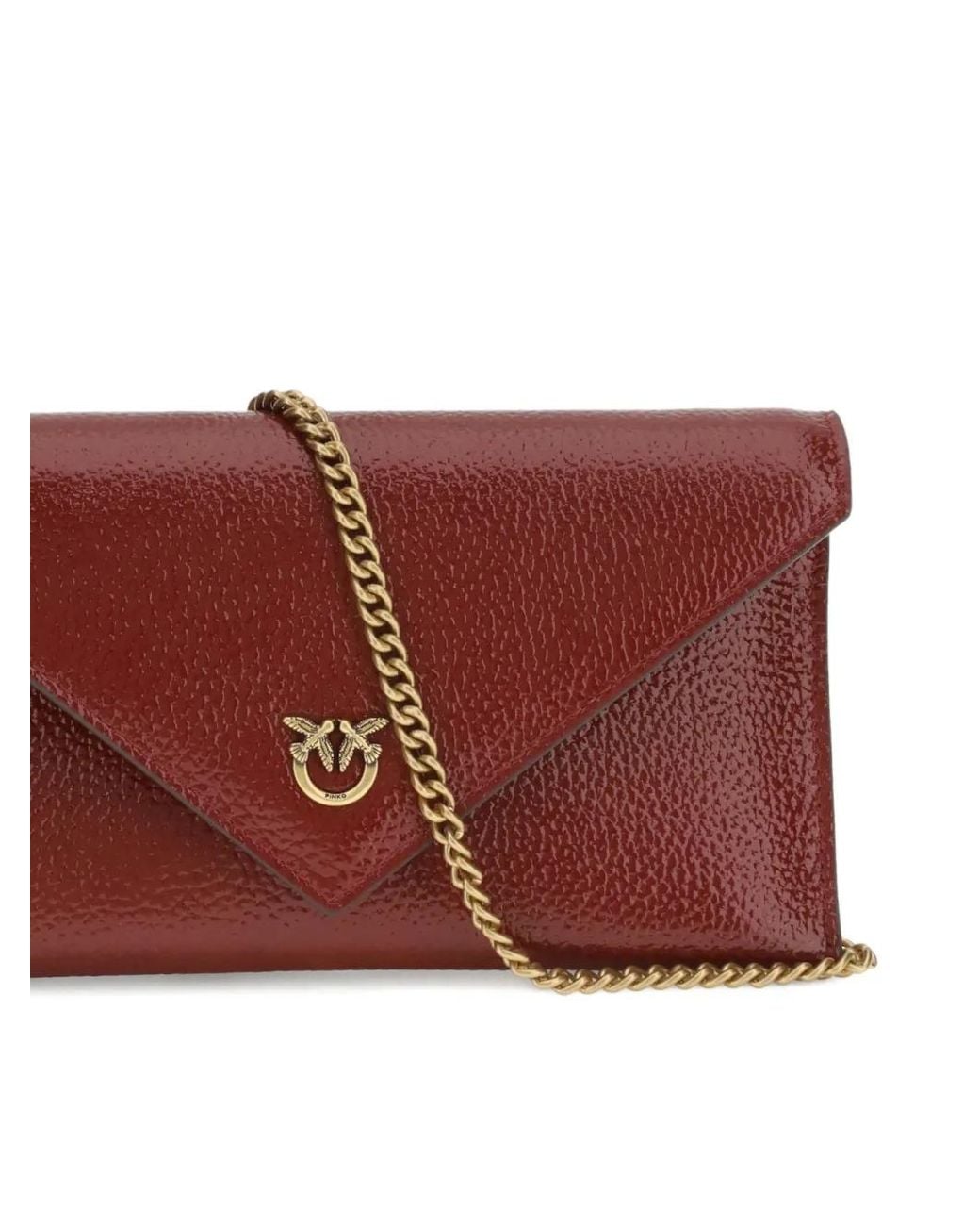 Pinko Red Love Birds Envelope Chain Clutch Bag