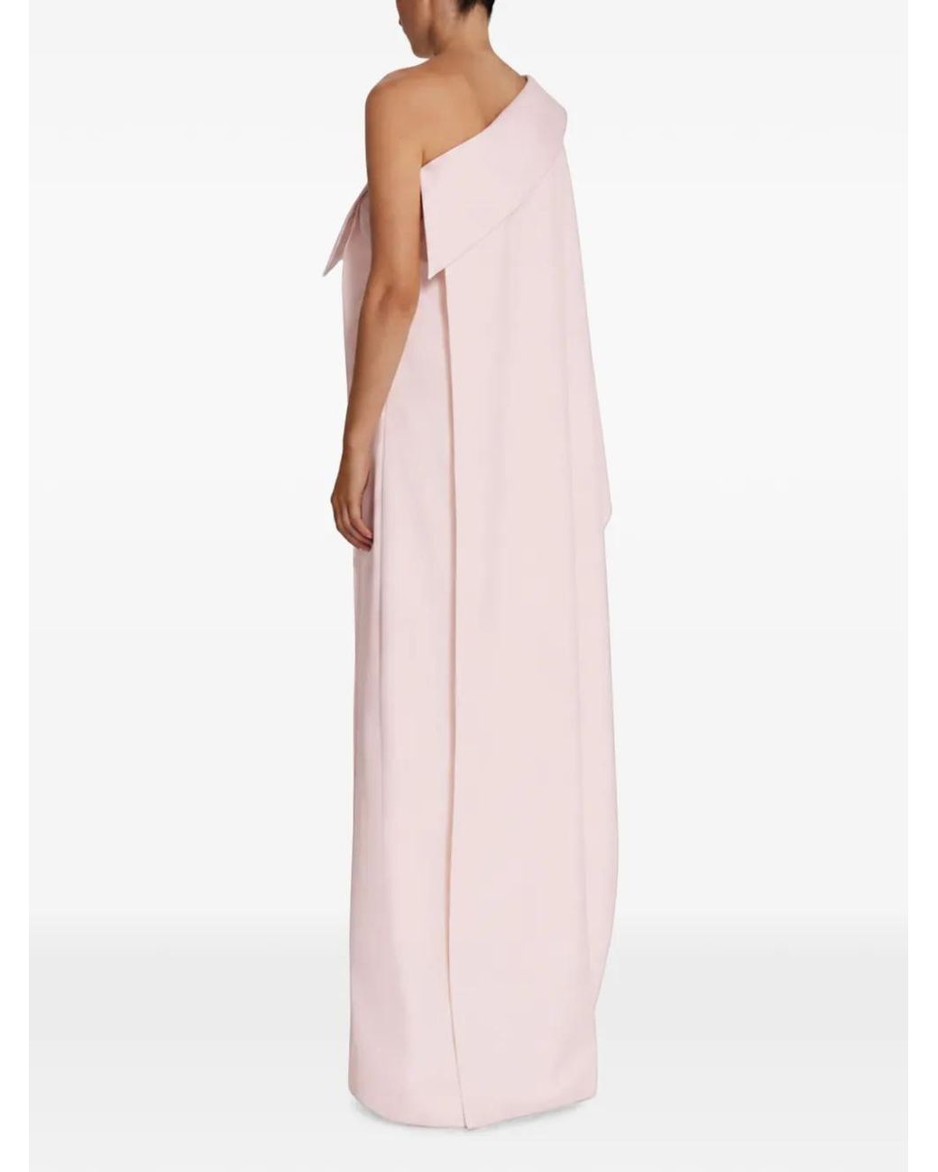 Safiyaa Pink Asymmetric Draped-Sleeve Maxi Dress