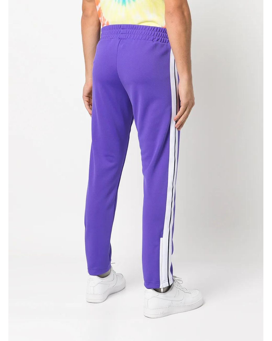 Palm Angels Blue Logo-Print Track Pants for men
