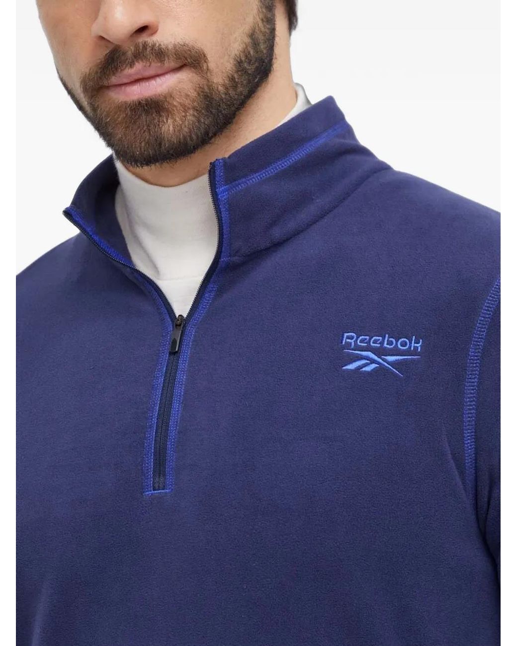 Reebok Blue Logo-Detail Fleece Sweatshirt for men