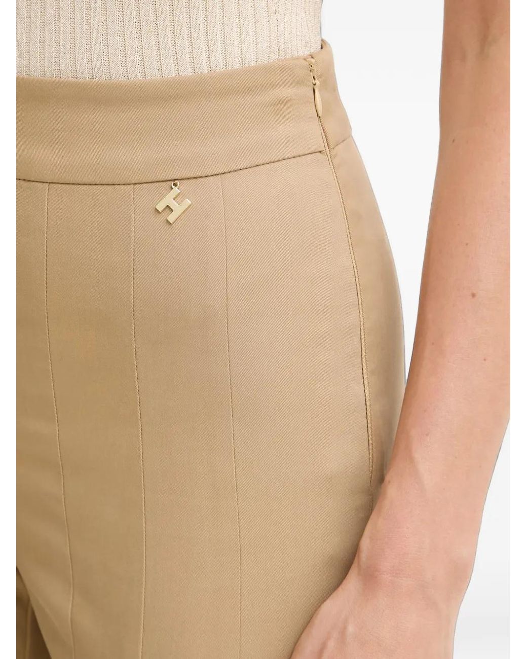 Silvian Heach Natural Koloo Seam-Detail Flared Trousers