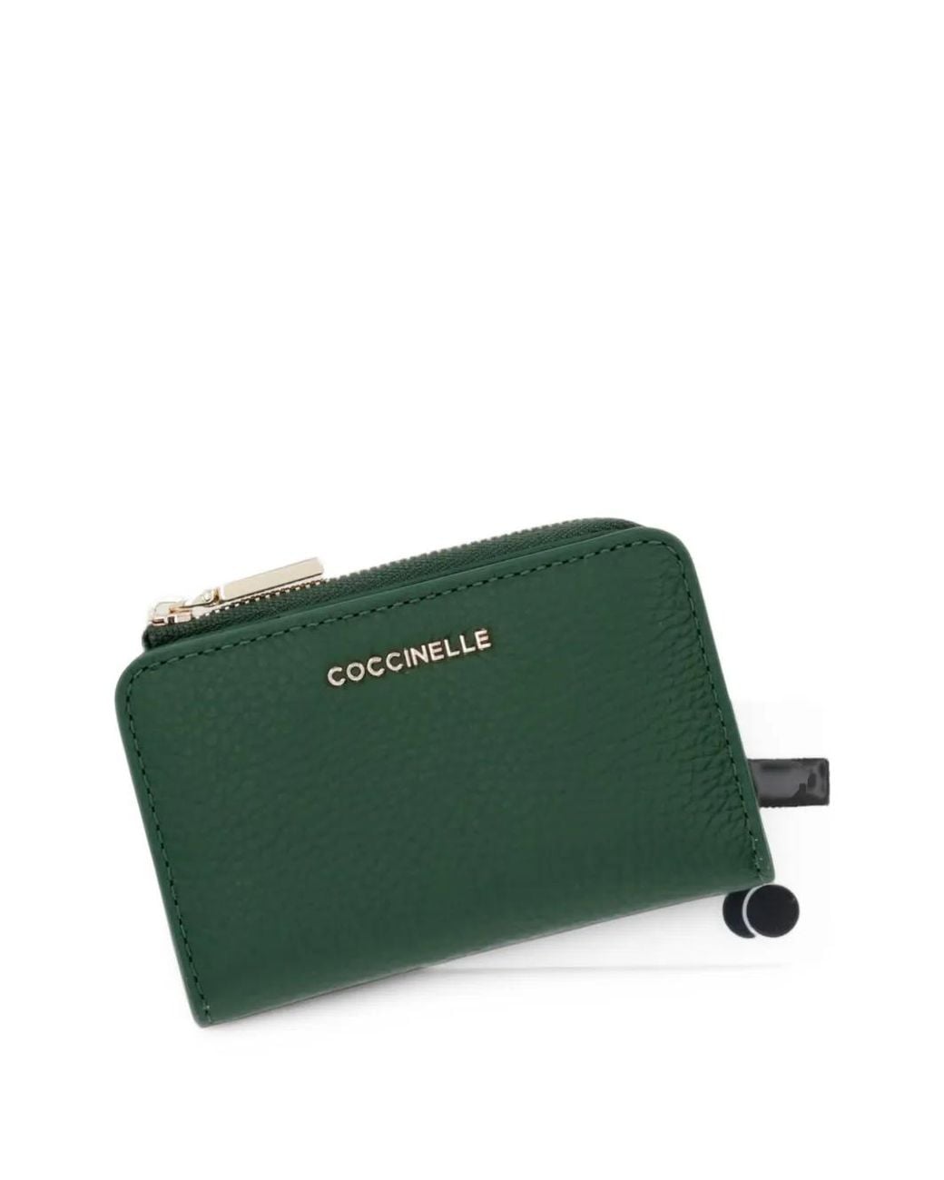 Coccinelle Green Logo-Plaque Pebbled-Leather Wallet for men