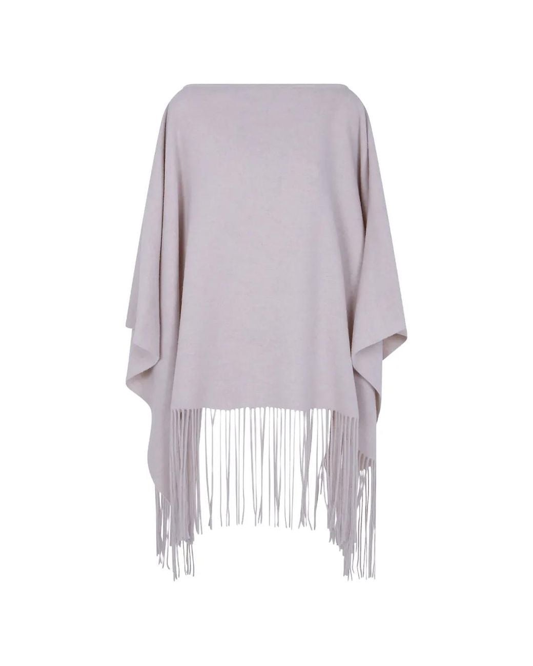 Liviana Conti Purple Fringe-Trim Poncho Cape