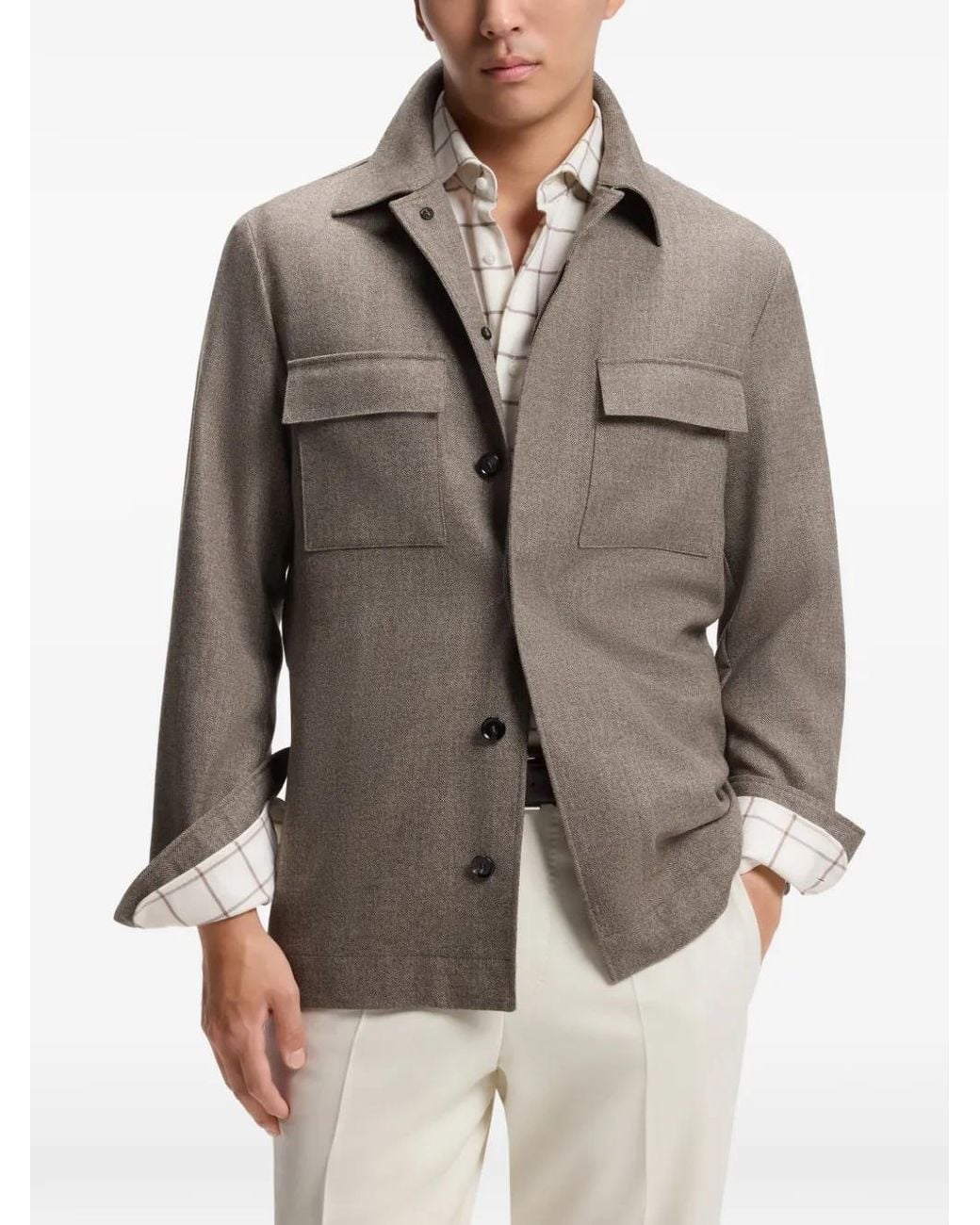 Boss Brown Relaxed-Fit Overshirt for men