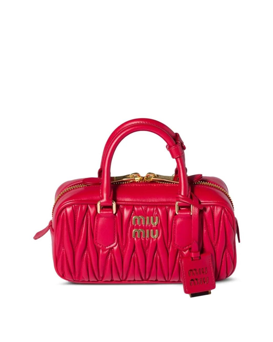 Miu Miu Red Arcadie Matelassé Nappa Leather Bag