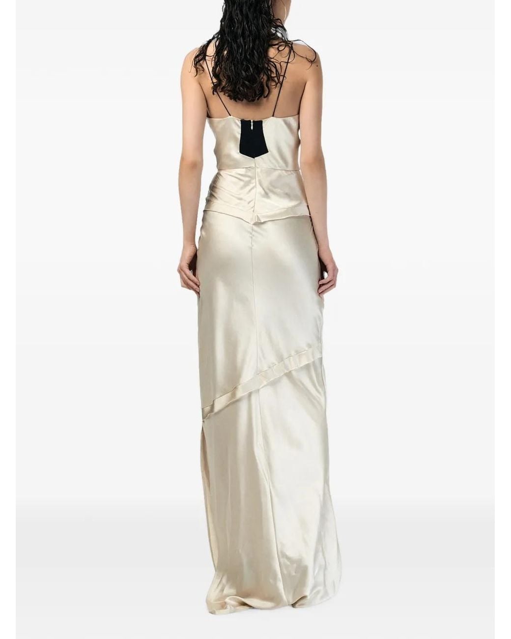 ANDRA ANDREESCU White Satin-Finish Panelled Dress