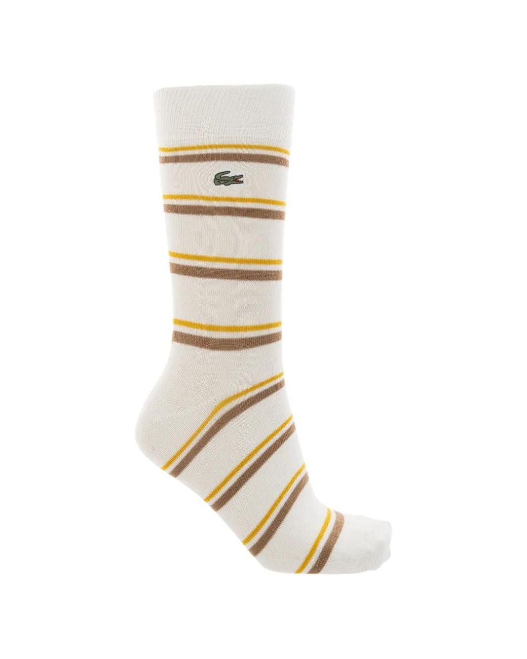 Lacoste White Logo-Embroidered Striped Socks (Set Of Two Pairs) for men