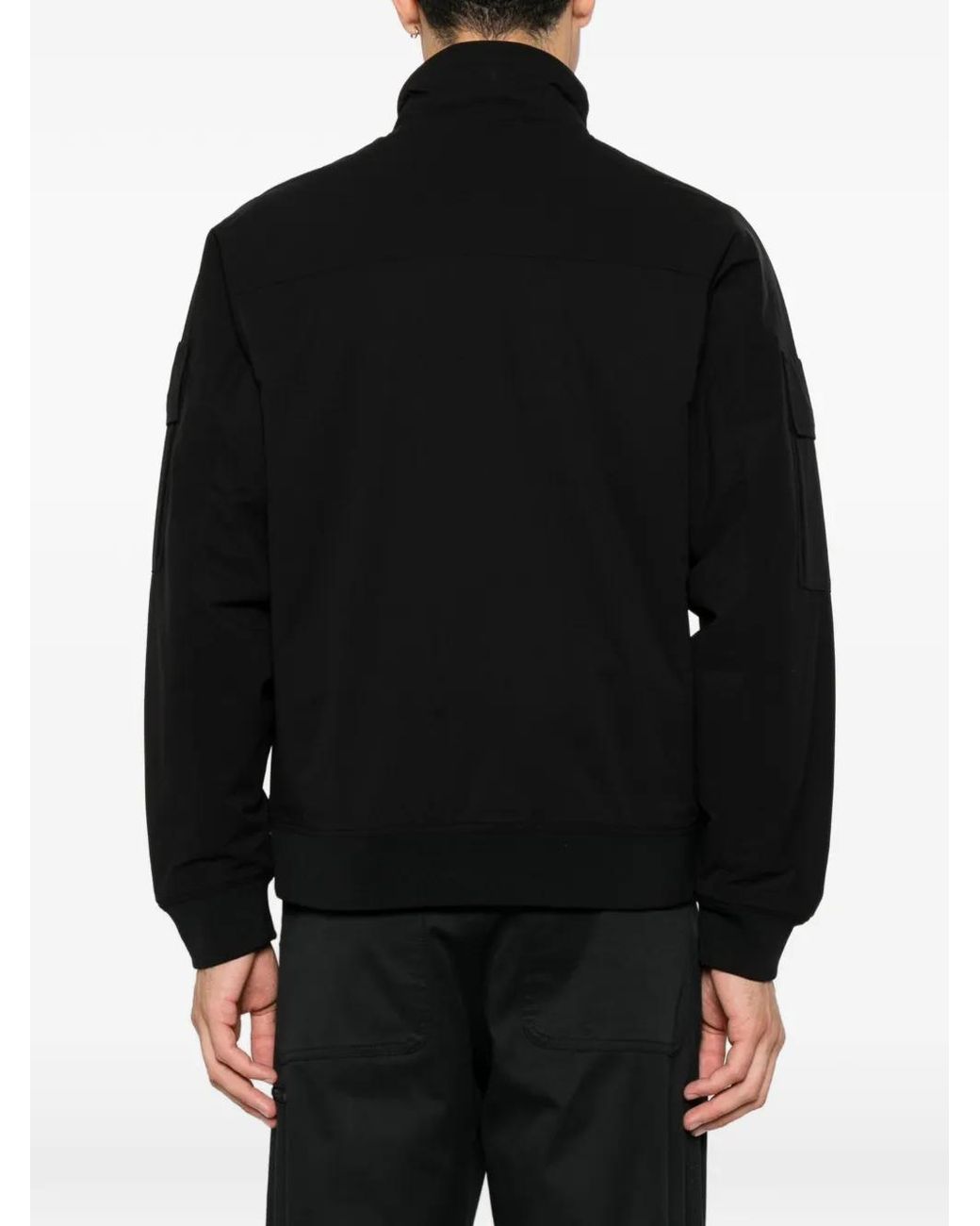 C P Company Black Metro-Tek Logo-Patch Hooded Jacket for men