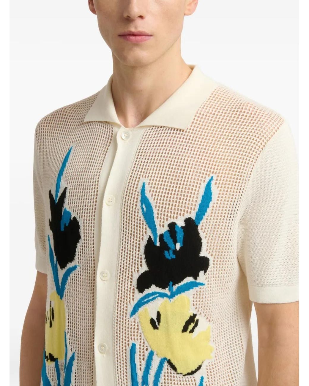 Marni White Floral Cardigan for men