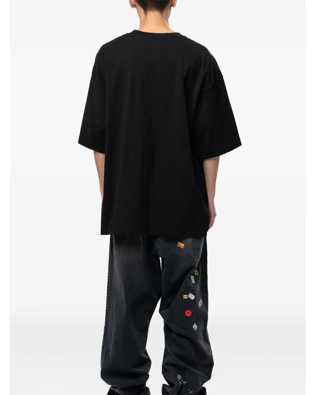 Maison Mihara Yasuhiro Black Cat-Printed T-Shirt for men
