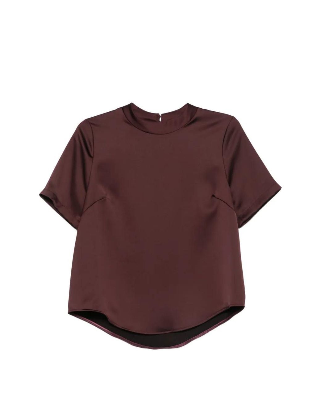 Imperial Purple Satin-Finish Short-Sleeve Top