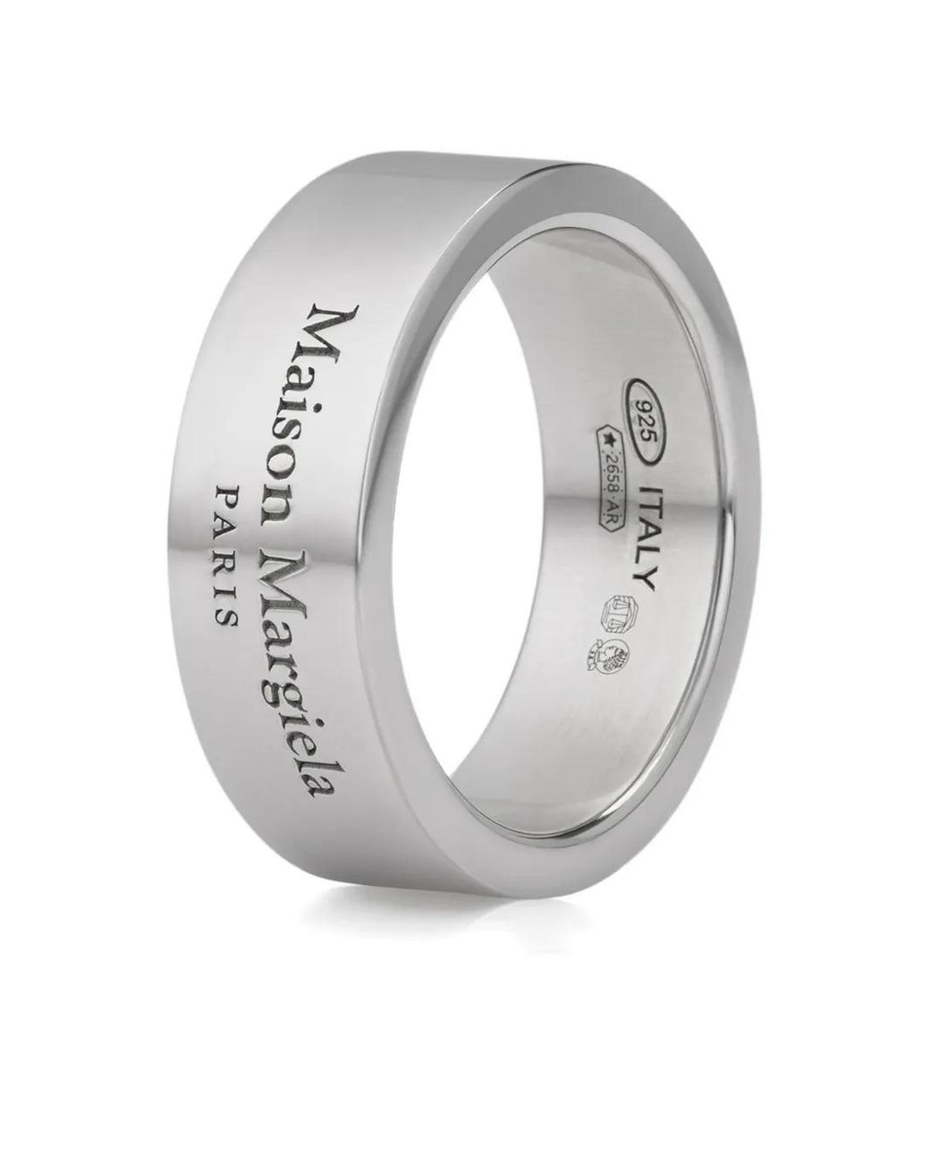 Anillo Ancho Con Logo Maison Margiela de color Gray