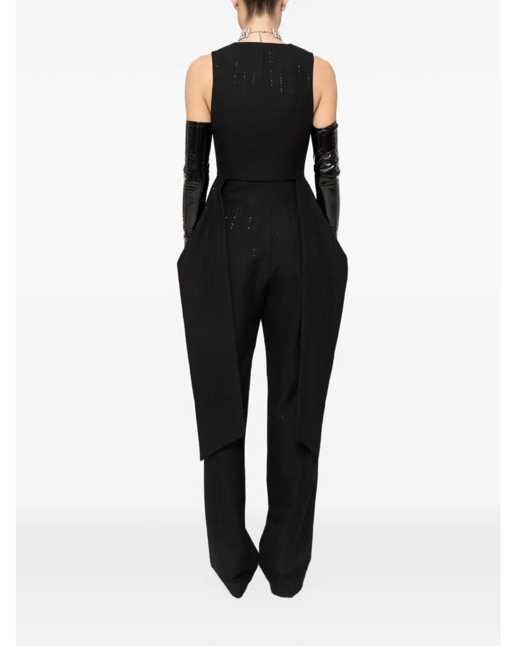 Nissa Black Sequin-Detail Vest