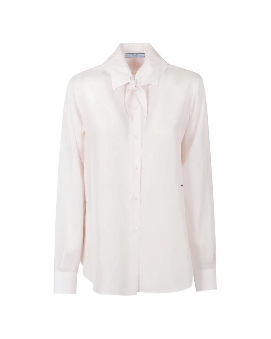 Prada White Chemise En Popeline Mélangée