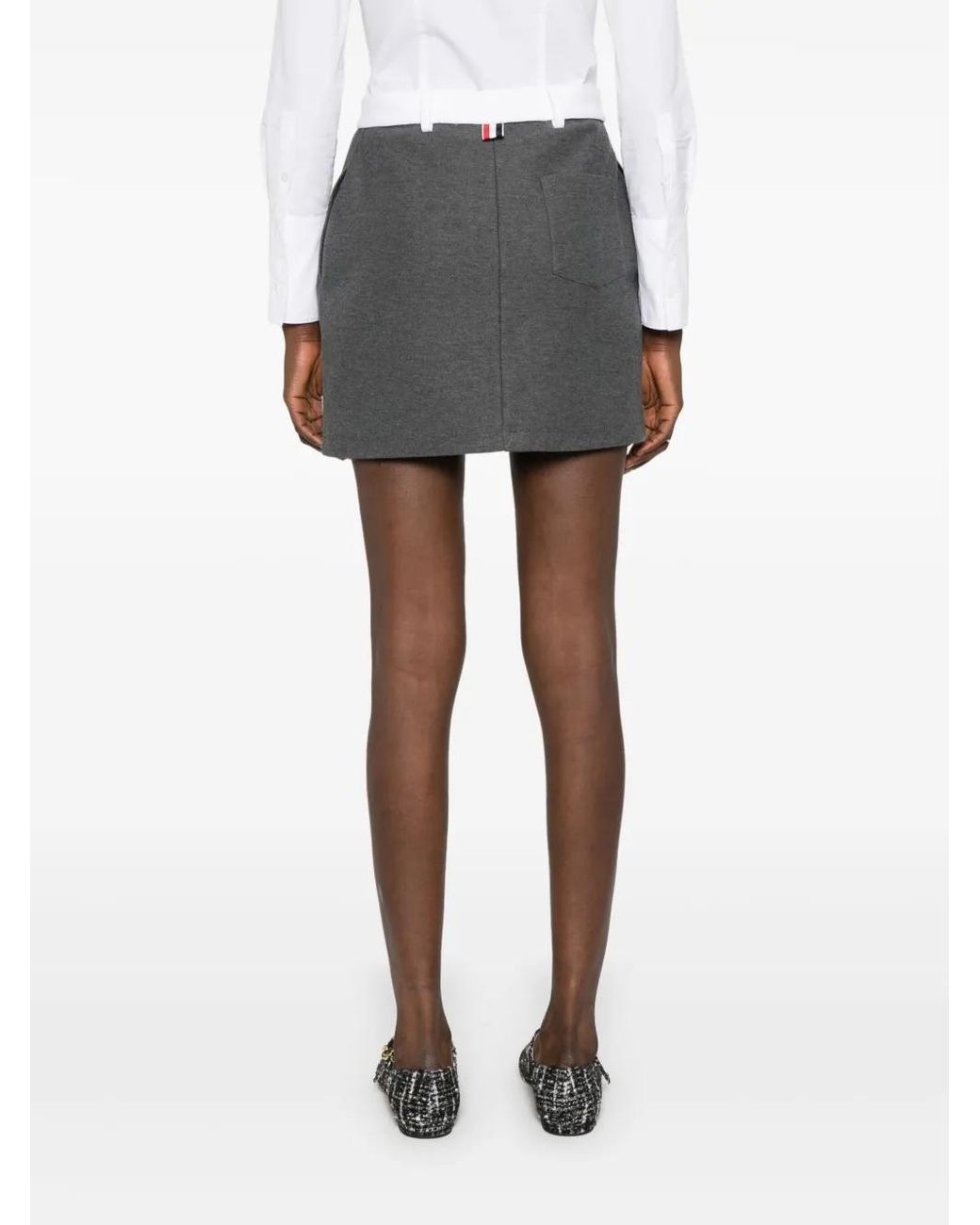 Thom Browne Gray Minirock Mit Logo-Patch
