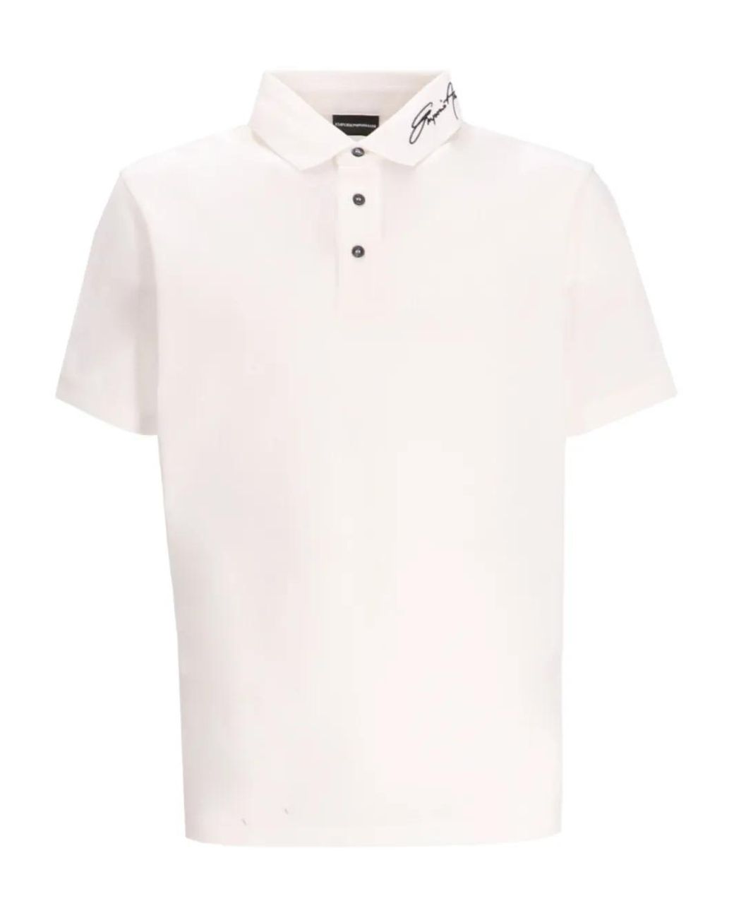 Emporio Armani White Signature-Collar Polo Shirt for men