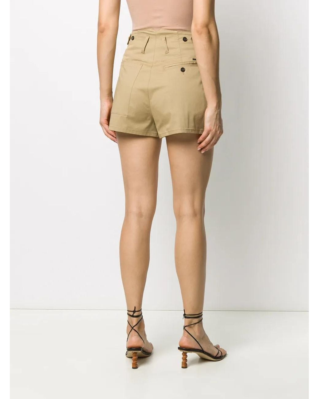 DSquared² Natural Front Pleat High-Waisted Shorts