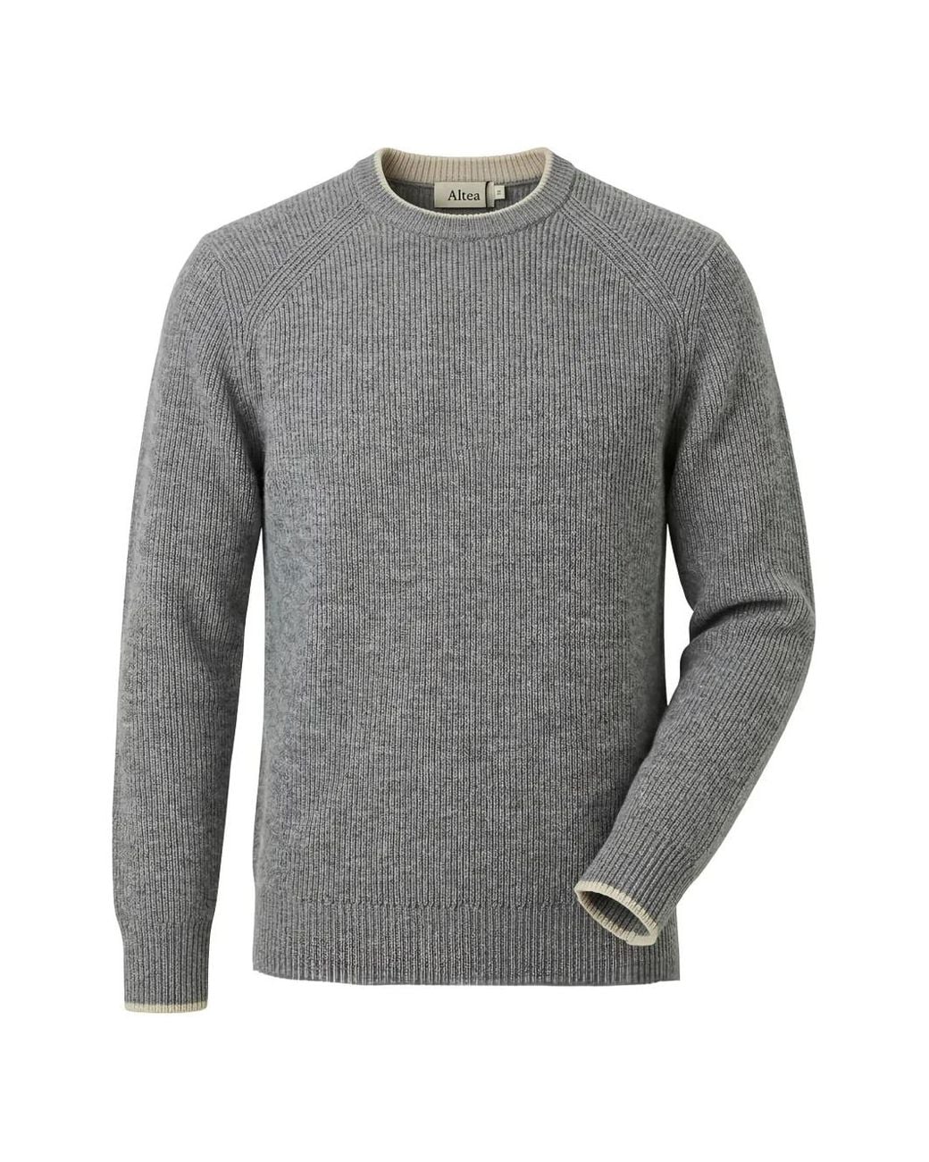 Altea Gray Ribbed-Knit Raglan-Sleeve Sweater for men