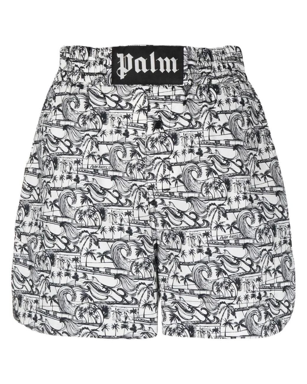 Palm Angels White Waves-Print Boxer Shorts
