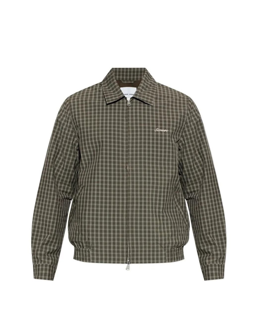 Samsøe & Samsøe Green Sabeck Plaid-Pattern Zip-Fastening Jacket for men
