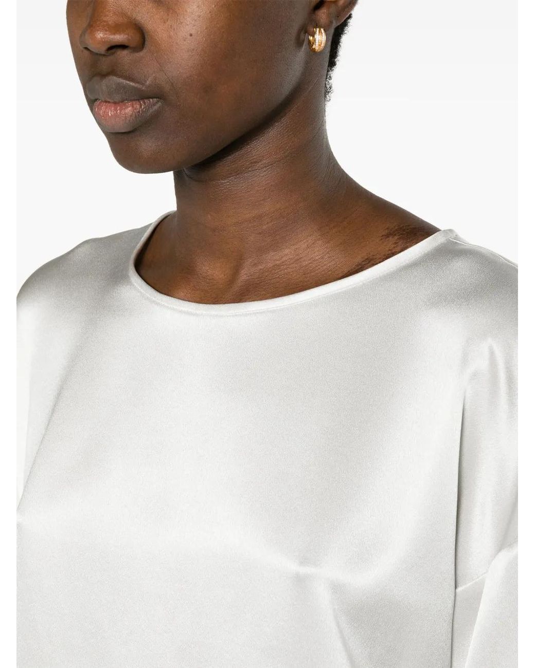Fabiana Filippi White Silk Satin Blouse