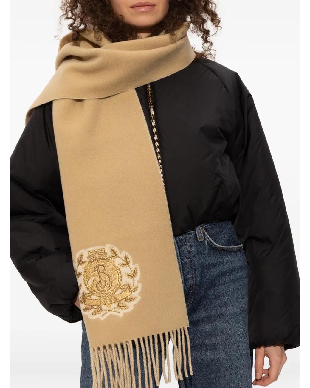 Burberry Natural Écharpe B Crest En Cachemire