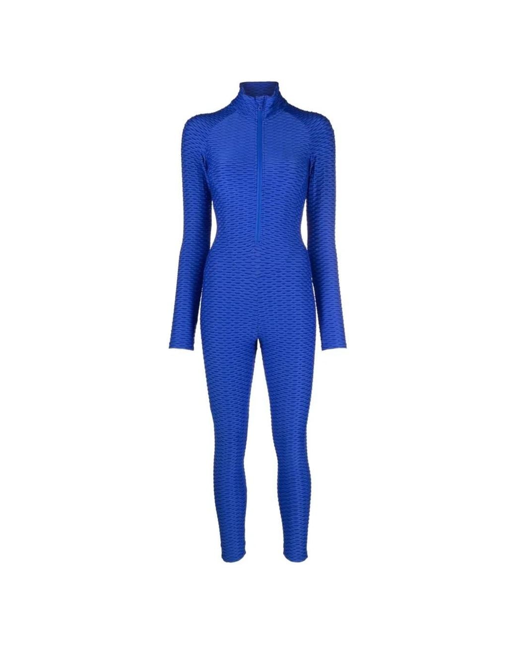 Tessitura Body Couture Blue 3D Move Long-Sleeved Fitted Jumpsuit