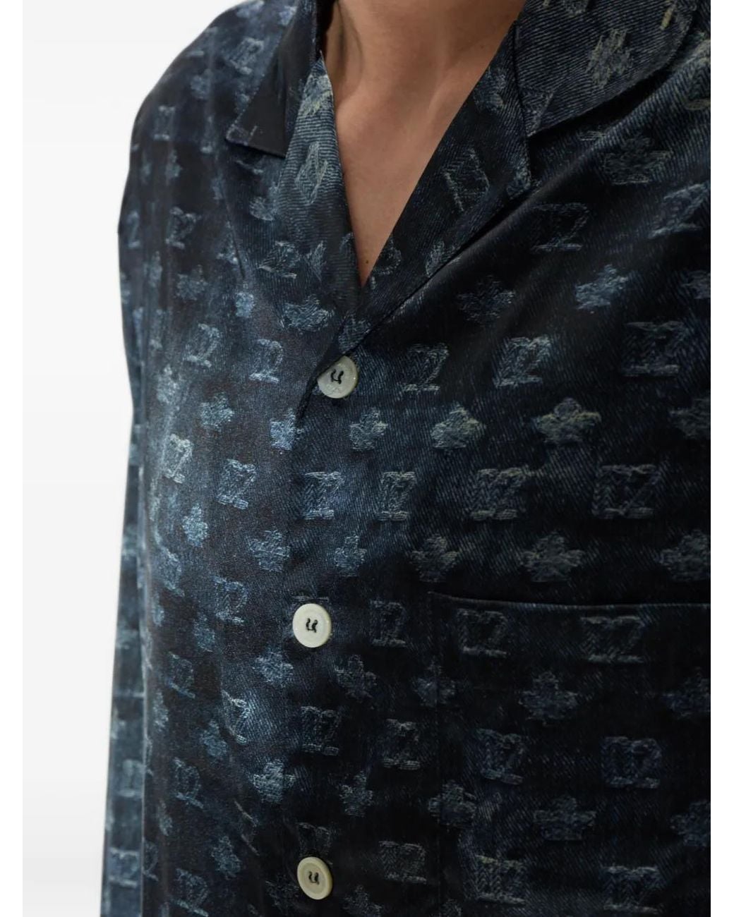 DSquared² Blue Logo-Print Button-Up Pajamas for men
