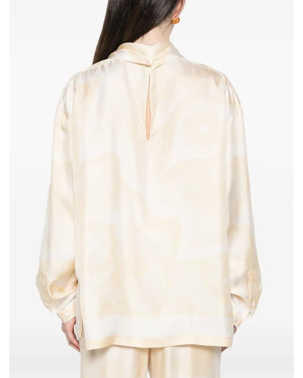 Carven White Patterned High-Neck Top