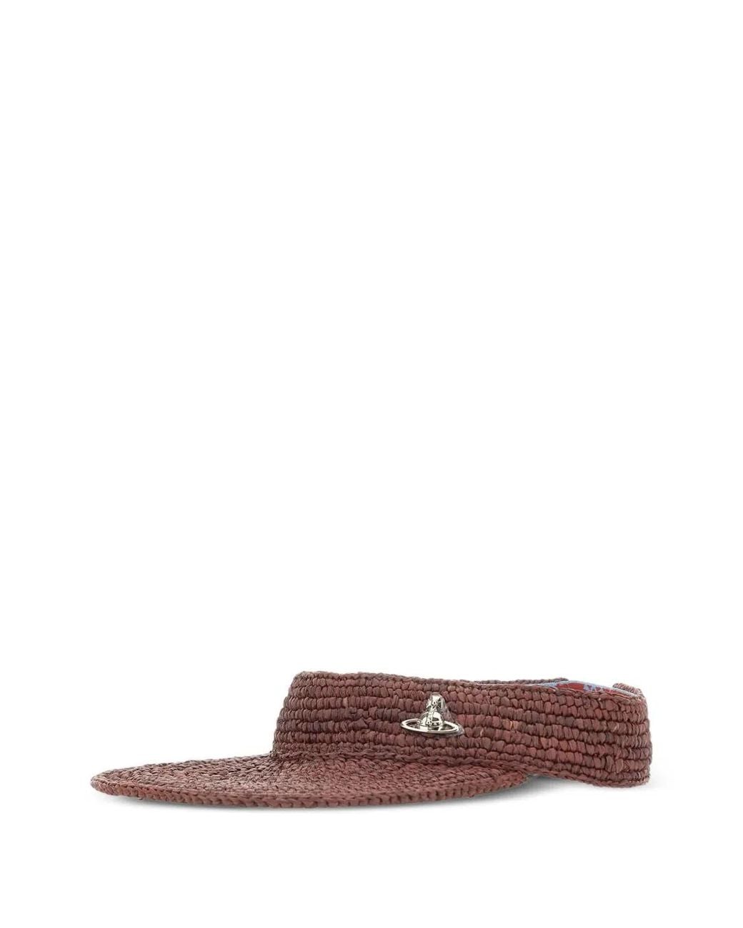Vivienne Westwood Brown Orb Woven Raffia Visor