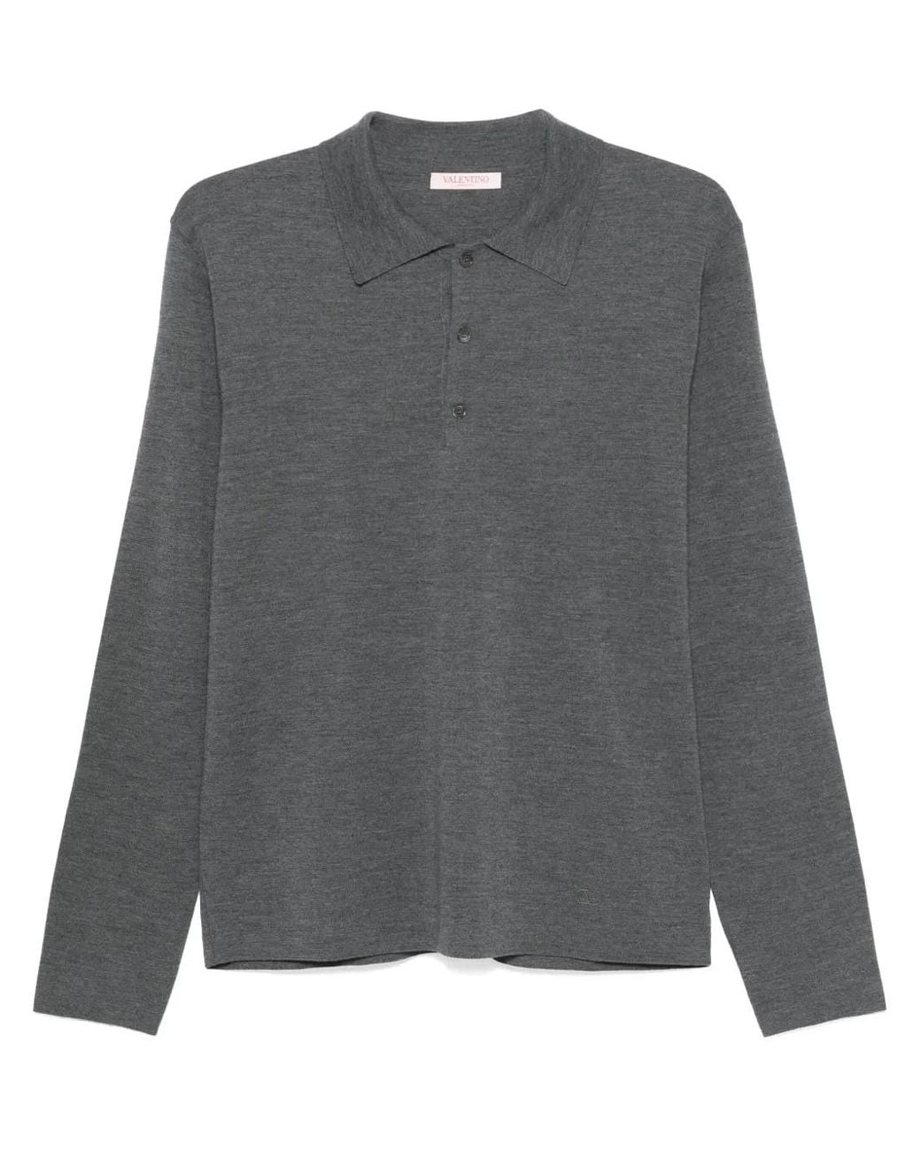 Valentino Garavani Gray Wool Polo Shirt for men