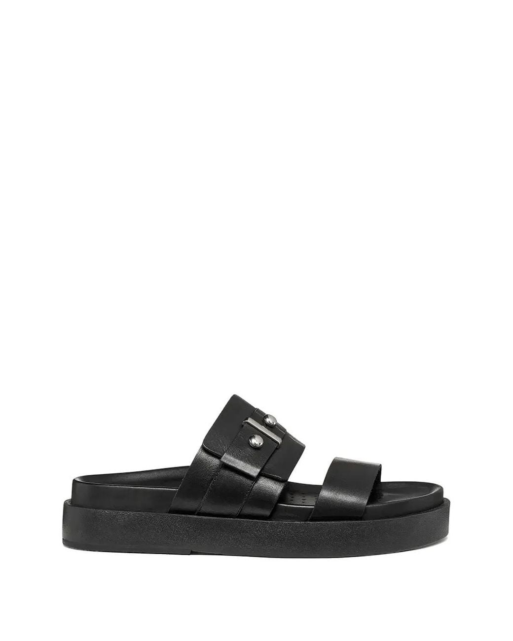 Geox Black Adelash H Buckle-Detail Platform Slides