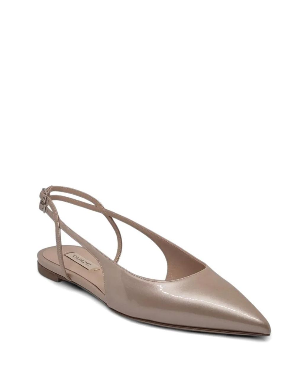 Casadei White Pointed-Toe Slingback Ballet Flats