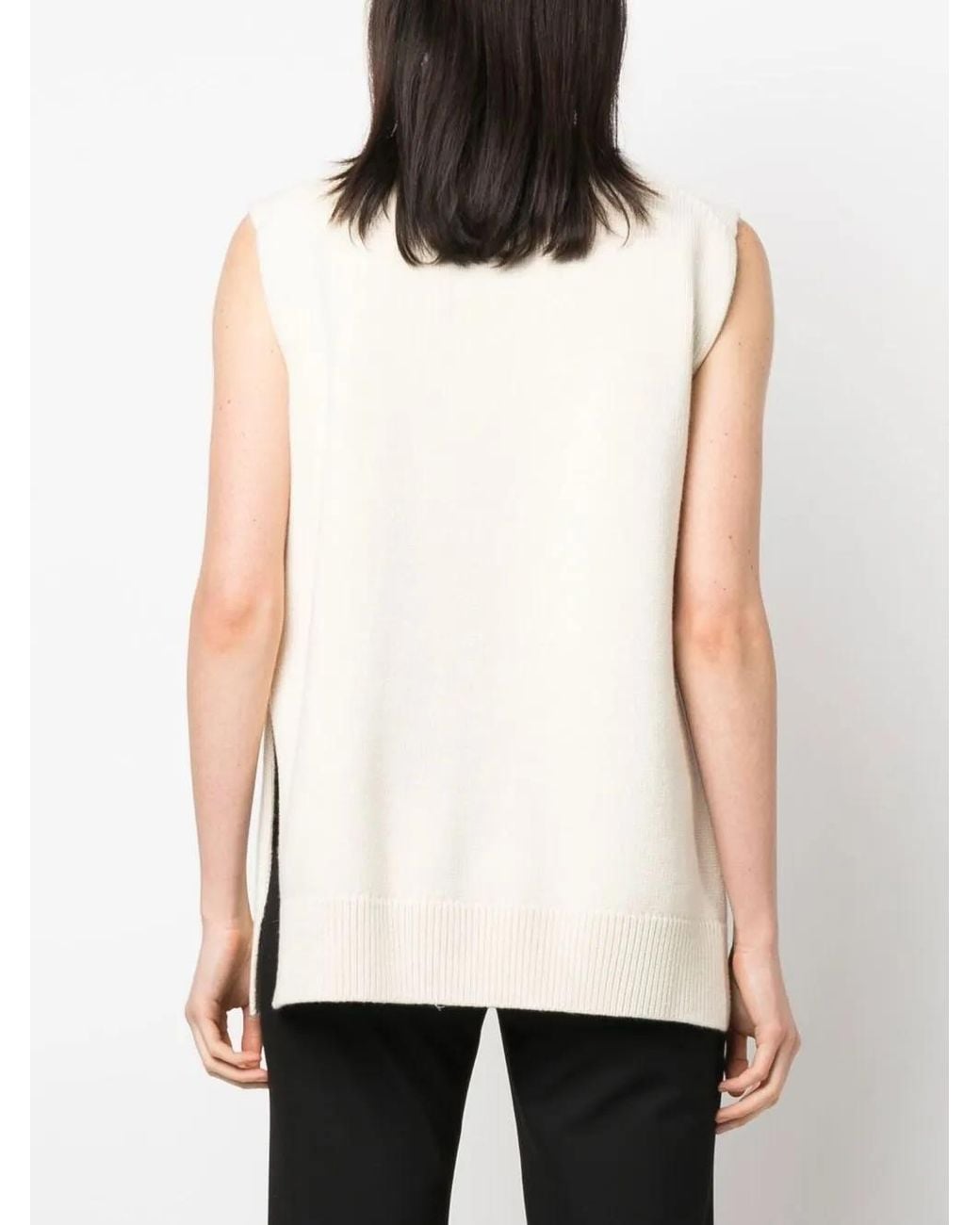 Jil Sander White Cashmere Wool Blend Knit Vest