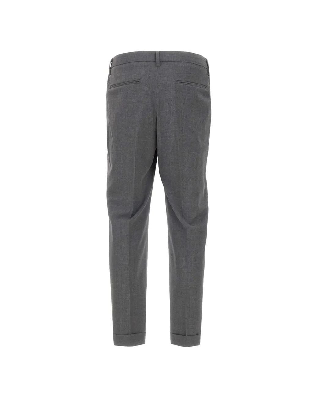 Devore Gray Pleats Cuffed Trousers for men