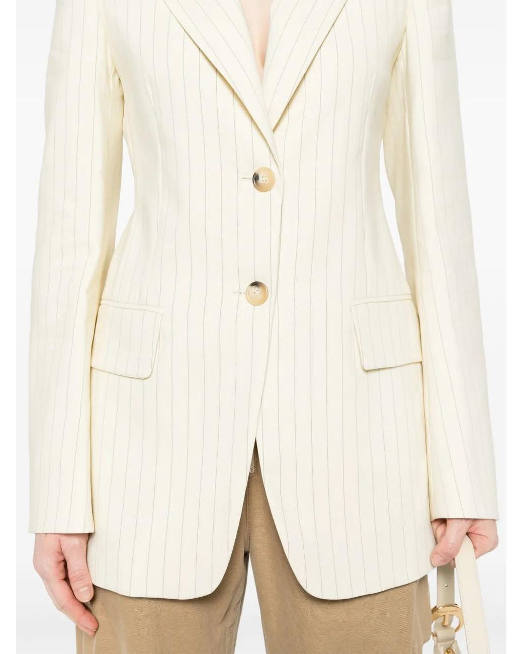 Sportmax Natural Aversa Pinstriped Blazer