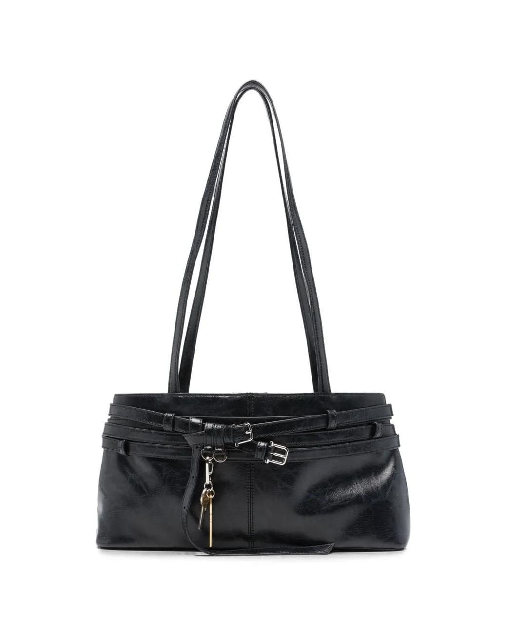 OSOI Black Brocle Buckled Leather Shoulder Bag
