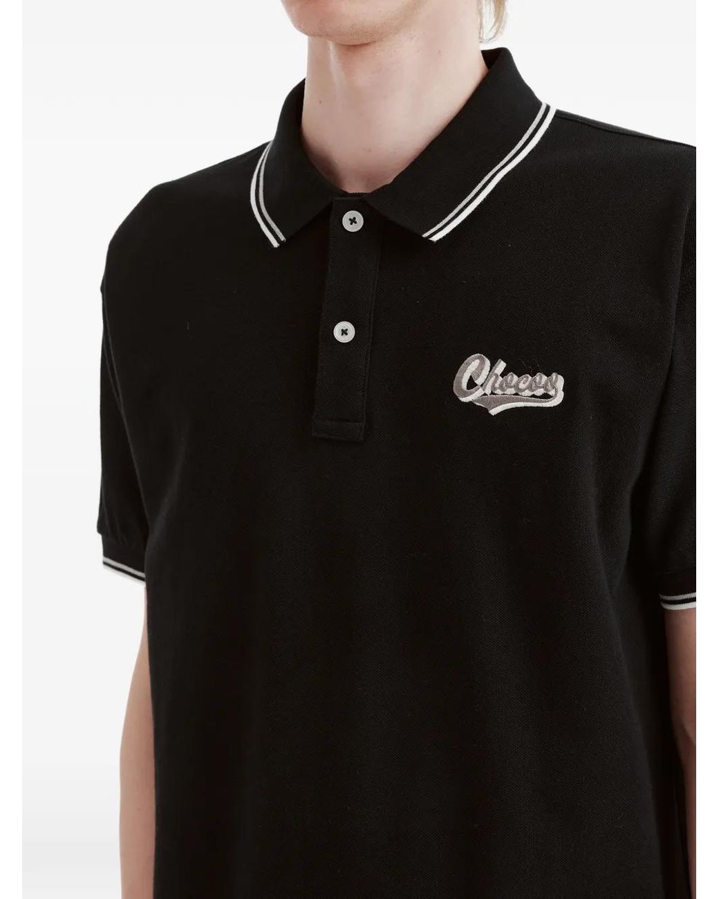 Chocoolate Black Polo En Coton À Détail De Logo for men