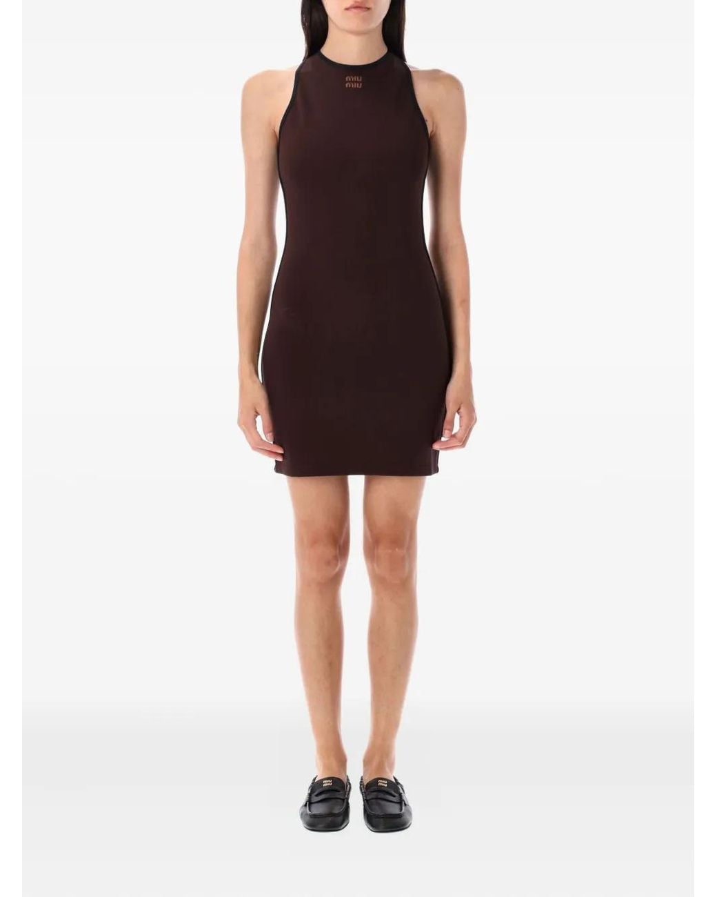 Miu Miu Black Cross-Back Sleeveless Dress